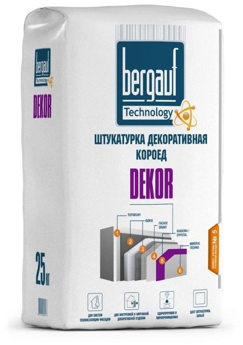 Фото Штукатурка декоративная Bergauf Dekor Coroed фракция 2,5мм, 25кг