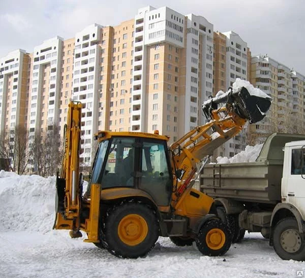 Фото Уборка снега - Услуги экскаватора погрузчик