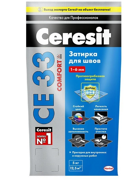 Фото Затирка Ceresit CE 33 Comfort Белая 5кг