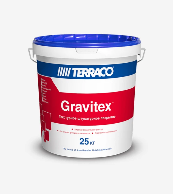 Фото Штукатурка акриловая Terraco Gravitex Roller acrylic Exterior ведро 25 кг