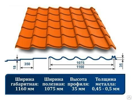 Фото Металлочерепица "Джокер" 2004 оранжевый