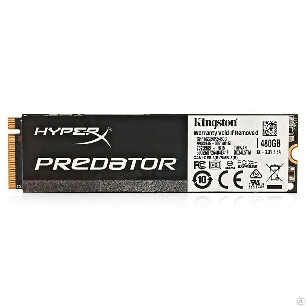 Фото Твердотельный накопитель SSD M.2 480Gb Kingston 
HyperX Predator SHPM2280P2