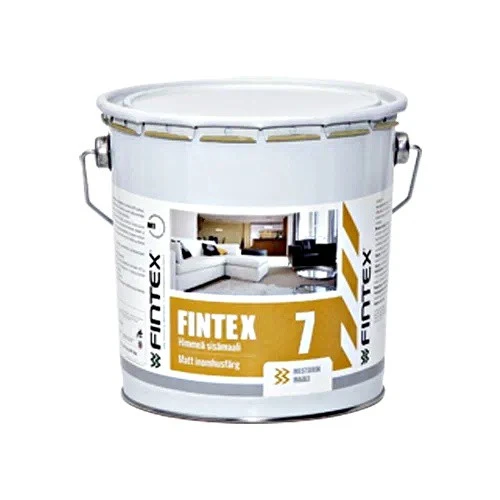 Фото Краска Fintex 7, для стен и потолков, моющаяся, шелковисто матовая, База А, 9л