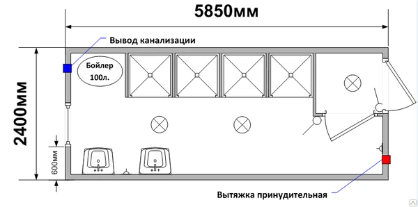 Фото Блок контейнер с душем. Сантехнический на 50 человек в день. Санузел СТ-42