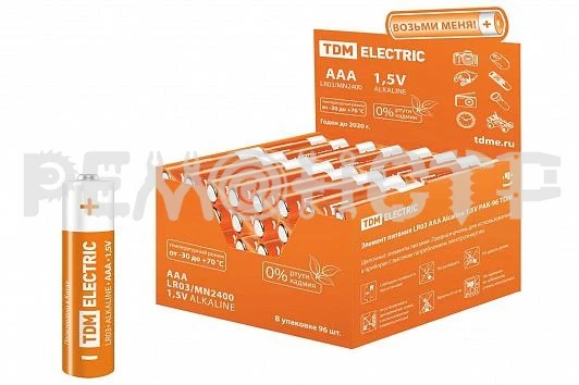 Фото Элемент питания LR03 AAA Alkaline 1,5V PAK-96 TDM (4/96) КРАТНО 4ШТ (П)