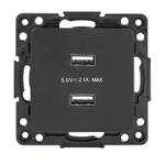 фото Механизм розетки USB 2-м Стокгольм 2.1А черн. PROxima EKF EZR16-028-10-2USB