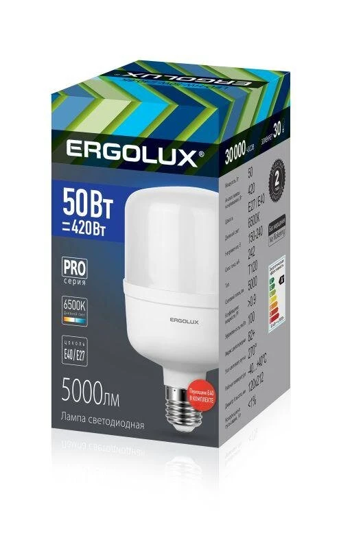 Фото Лампа светодиодная LED-HW-50W-E40-6K PRO 50Вт E27/E40 6500К 150-260В Ergolux 14329