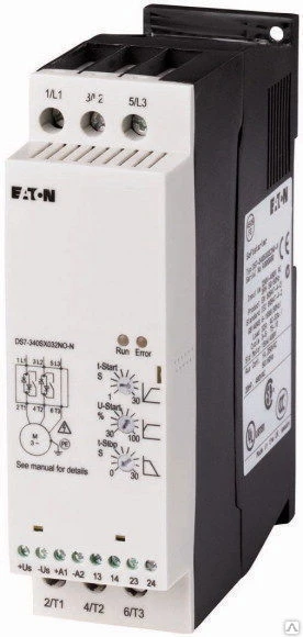 Фото DS7-340SX024N0-N
 Устройство плавного пуска 24А 11 кВт, 24V AC/DC Eaton