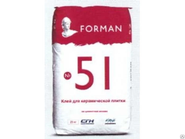 Фото Клей плиточный "FORMAN" №51 для кер/плит.и пено-у 25кг