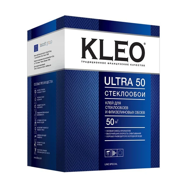 Фото Клей KLEO ULTRA 50 для стеклообоев и флизелиновых обоев, 500 гр