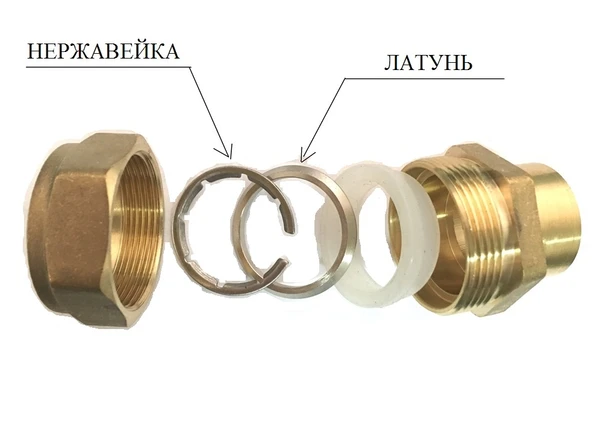 Фото Муфта 20*3/4 F для гофрированной нержавеющей трубы 20 мм