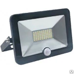 фото Прожектор с датчиком, черный, led, 20вт, 230в, 6500к ultraflash lfl-2001s c