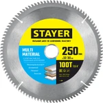 фото Диск пильный 3685-250-32-100 Stayer Multi Material, 250х32/30 мм, 100T, чистый рез, алюминий, пластик