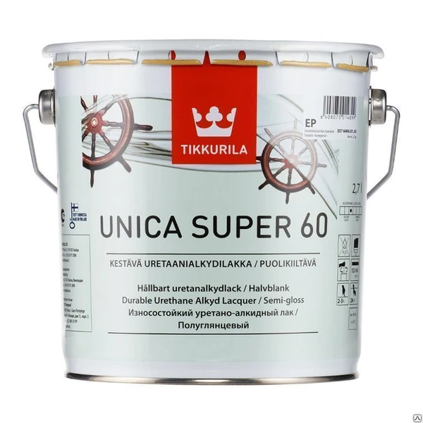 Фото Лак универсальный Tikkurila Unica Super 60 (Тиккурила Уника Супер 60) 0,9л