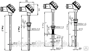 Фото Термосопротивление ТХА 0179 L=150mm D=10mm клем.г.,гайка,штуцер