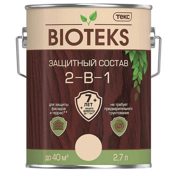 Фото Антисептик защитный лессирующий 2-в-1 Палисандр Биотекс (Bioteks) 2.7л