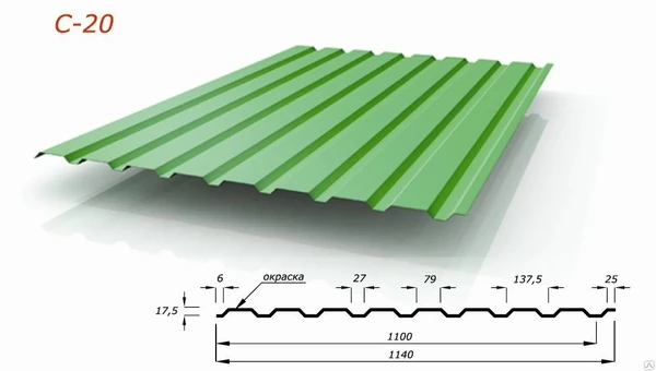 Фото Профнастил С20 оцинкованная некондиция