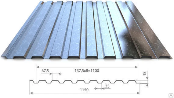 Фото Профлист НС-18 х1150(1100)  ЦИНК 0,7мм
