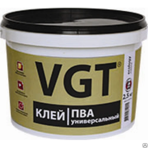 Фото Клей ПВА универсальный VGT (100 г; 1 кг; 2,5 кг; 10 кг; 30 кг.)