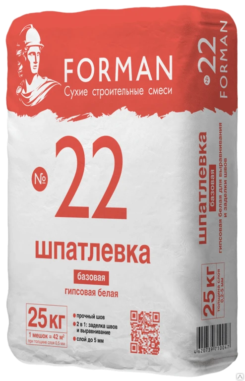 Фото Шпатлевка гипсовая для заделки швов и выравнивания, Forman 22, 25кг