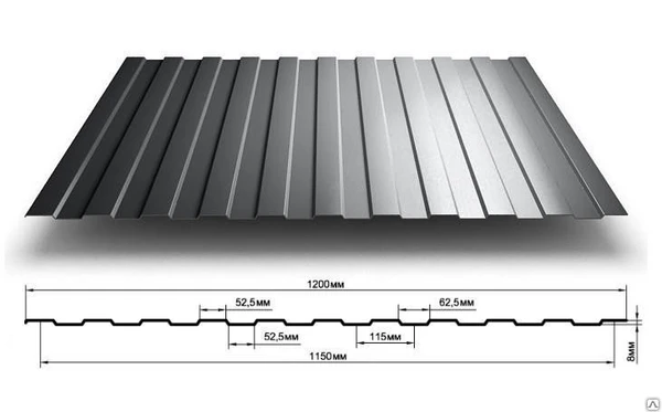 Фото Профлист С-8 оцинкованный 0,35х1200х2000