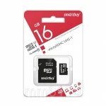 фото Карта памяти Smart Buy micro SDHC 16GB Class10 UHS-I (с адаптером SD)