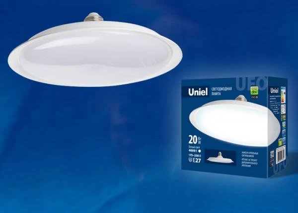 Фото Лампа светодиодная. Форма «UFO» LED-U165-20W/4000K/E27/FR PLU01WH