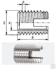 Фото Вставка резьбовая М3х0,5/М5х0,5х6мм самонарезающая нерж. сталь А1
