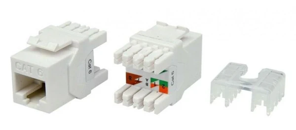 Фото Вставка Keystone Jack RJ-45(8P8C) кат. 6 180град. KJ8-8P8C-C6-180-WH бел. Hyperline 426189