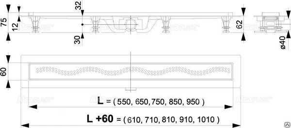 Фото Душевой трап линейный Alcaplast APZ8 Simple 750