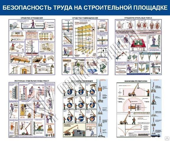 Фото Стенд &quot;Безопасность труда на строительной площадке&quot; (1200х1000 мм)