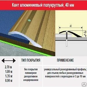 Фото Кант полукруглый 40мм (0,9м) (0,9 м, 40 мм, дуб светлый)