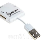 фото Картридер Smartbuy USB 2.0 SD/microSD/MS/M2 белый (SBR-713-W)