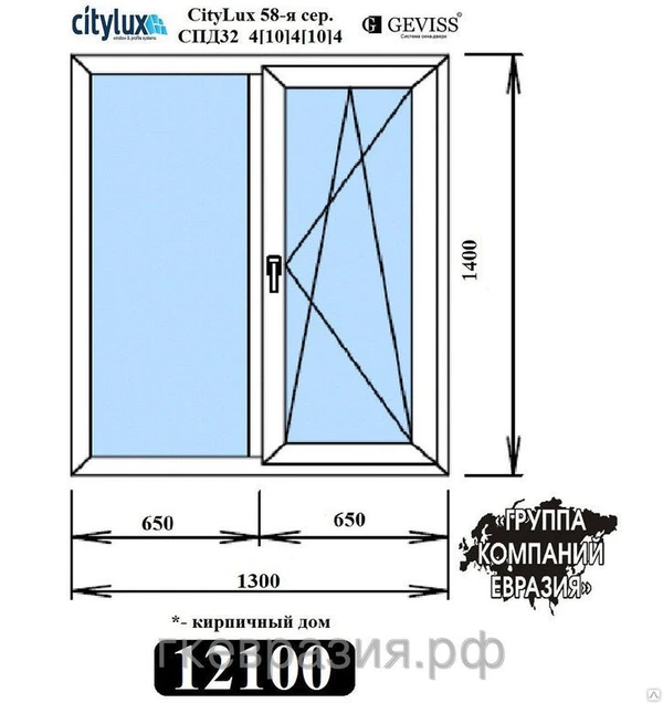 Фото ПВХ оконная система CityLux 58мм с Турецкой фурнитурой GEVISS