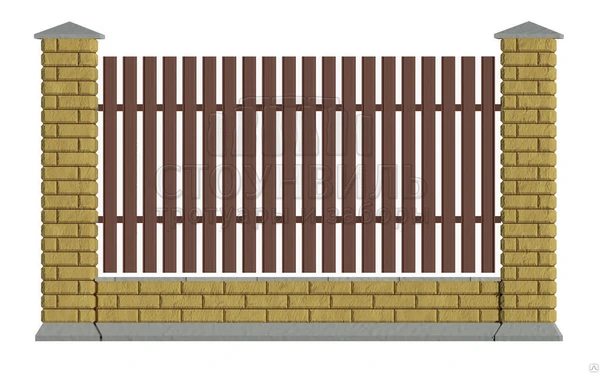 Фото Забор Катрина+Евроштакетник+фундамент, высота 1.5м (без монтажа)