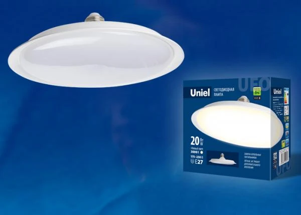 Фото Лампа светодиодная. Форма «UFO» LED-U165-20W/3000K/E27/FR PLU01WH