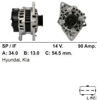 Фото Генератор 1927 HYUNDAI i30 / KIA Pro Cee’d 12V / 90Amp.