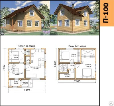 Фото Коттедж 109 (100) м2 по классической каркасной технологии (утепление 200мм)