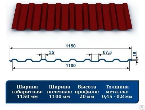 Фото Профнастил С-20 с полимерным покрытием 3011 красно-коричневый