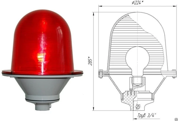 Фото Заградительный огонь низкой интенсивности ЗОМ-75Вт &gt;10cd,
тип А