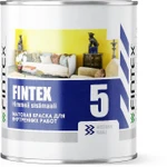 фото Краска Fintex 5, для стен и потолков, моющаяся, матовая, База С, 0,9л