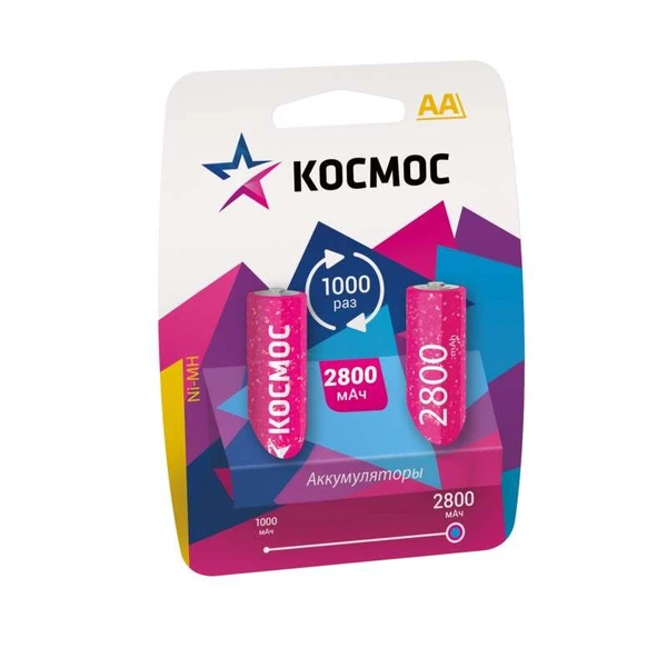 Фото Аккумулятор R6 NI-MN 2800мА.ч BP-2 (блист.2шт) Космос KOCR6NIMH2800MAH2BL