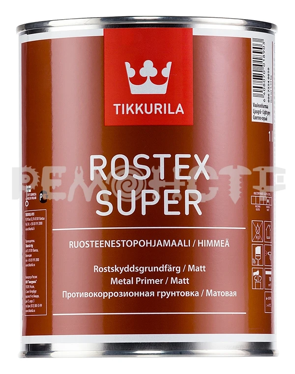 Фото Грунт антикор унив  1л св-серый TIKKURILA ROSTEX SUPER (3) под заказ П