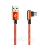 фото Кабель Smartbuy USB - micro USB, TPE оплётка Flow 3D L-TYPE угловой, красный 2 А, 1 м (ik-12FLL red)