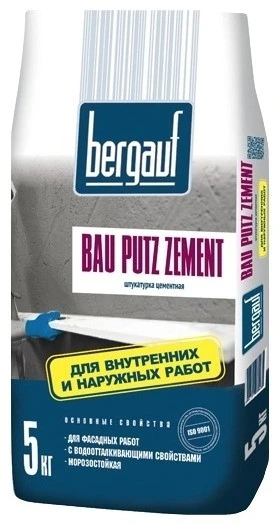 Фото Штукатурка фасадная Bau Putz Zement, 5кг Bergauf