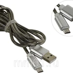 фото Кабель Smartbuy USB - micro USB, серебро , метал, длина 1,2 м, (iK-12silver met)/60