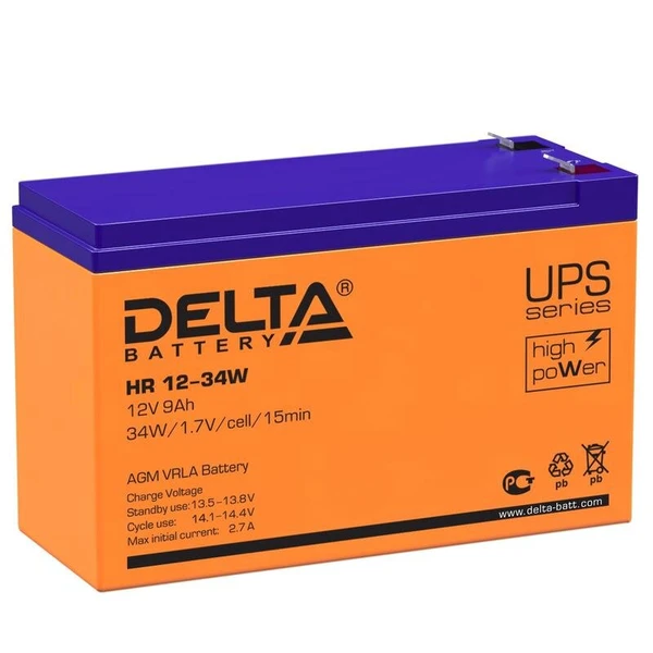 Фото Аккумулятор 12В 9А.ч Delta HR 12-34 W