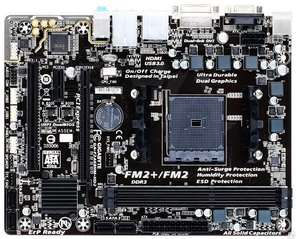 Фото Материнская плата Socket-FM2 Gigabyte GA-F2A68HM-HD2, A68 
(2xDDR3, PCI-E16