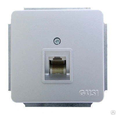 Фото Розетка компьютерная RJ45 серебр. Gusi extra C1К1-004 (кор. 24 шт)