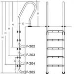 фото Лестница 5 ступ. с накладкой люкс, нерж. (узкий борт) POOL KING F205